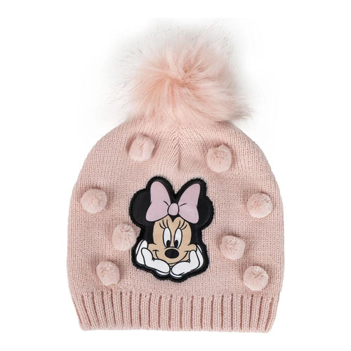 Bonnet tricot Minnie Mouse multicolore avec nœud brodé rouge