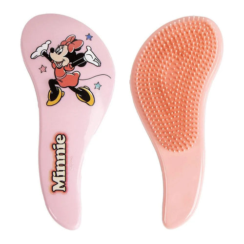 Brosse rectangulaire Minnie multicolore posée sur fond blanc