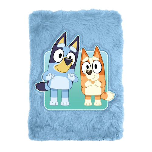 Cahier A5 Bluey bleu avec couverture peluche texturée