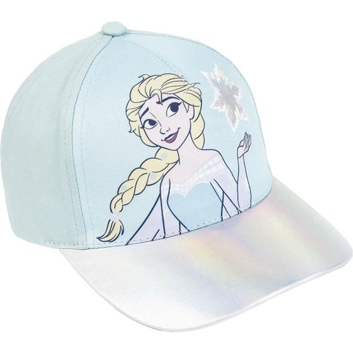 Casquette bleue Reine des Neiges avec motif Elsa et Anna de face