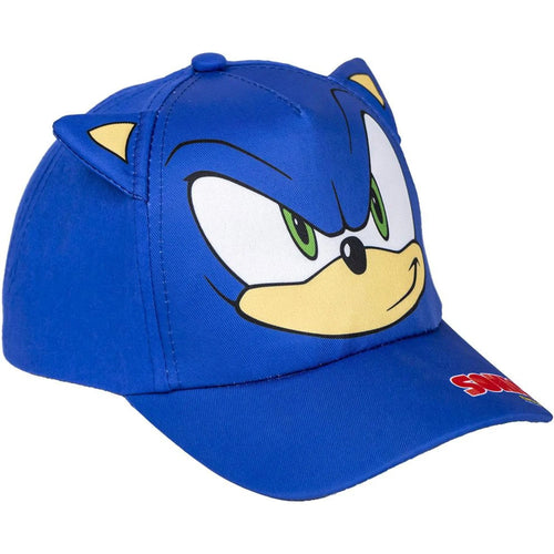 Casquette bleue Sonic avec visage brodé du hérisson sur le devant