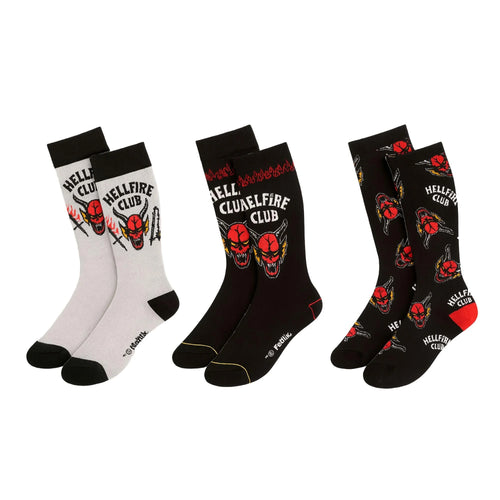 Trois paires de chaussettes Stranger Things aux motifs Demogorgon et Monde à l'Envers
