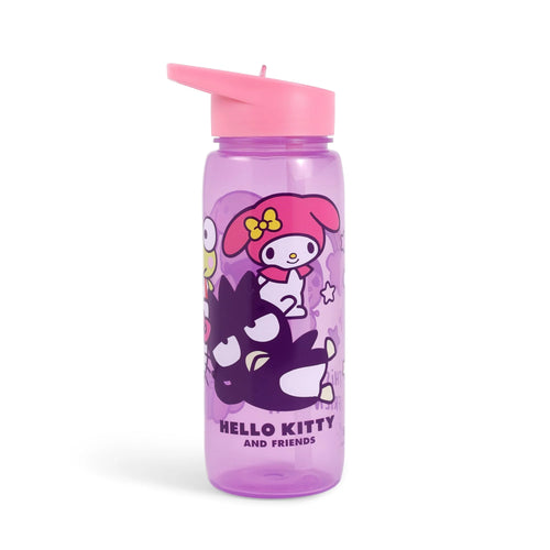 Gourde Hello Kitty rose avec paille intégrée et motif chat blanc