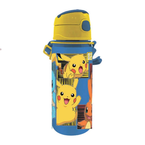 Gourde Pokémon en aluminium coloré avec Pikachu imprimé sur le corps