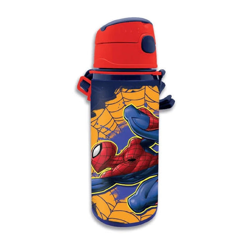 Gourde aluminium Spider-Man rouge et bleu avec fermeture à clic