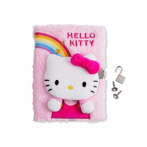 Journal intime Hello Kitty couverture peluche rose 3D avec cadenas doré