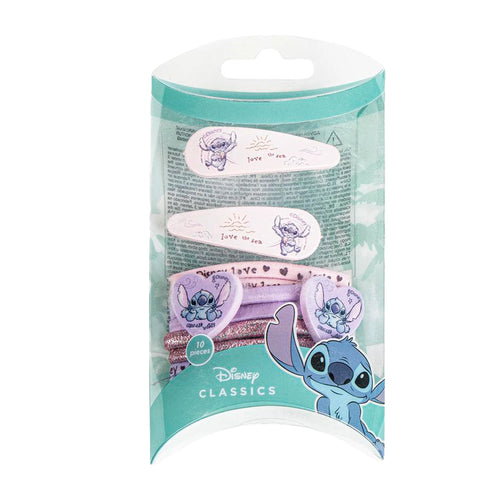 Épingles à cheveux Stitch roses et violettes posées à plat