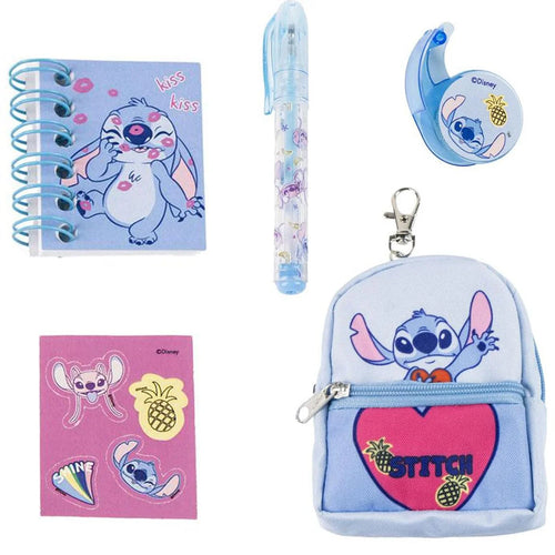 Mini sac à dos Stitch bleu avec imprimé personnage Disney en gros plan
