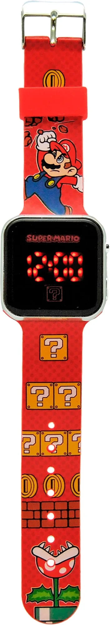 Montre LED ronde Super Mario au cadran multicolore et chiffres numériques