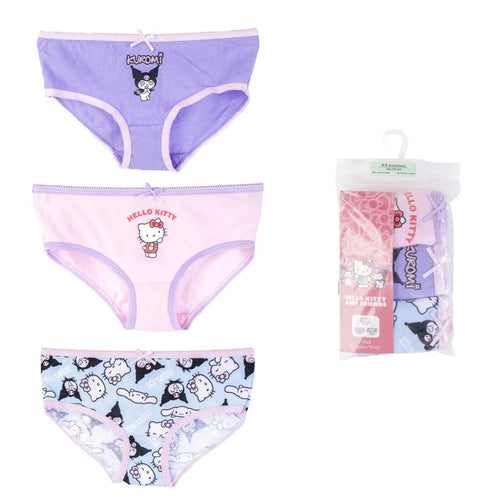 Culotte violette motif Kuromi posée à plat sur fond clair