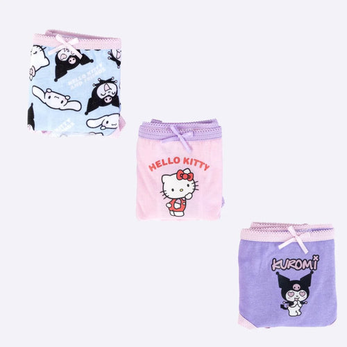Pack 3 Culottes Hello Kitty et Kuromi Coton Fille