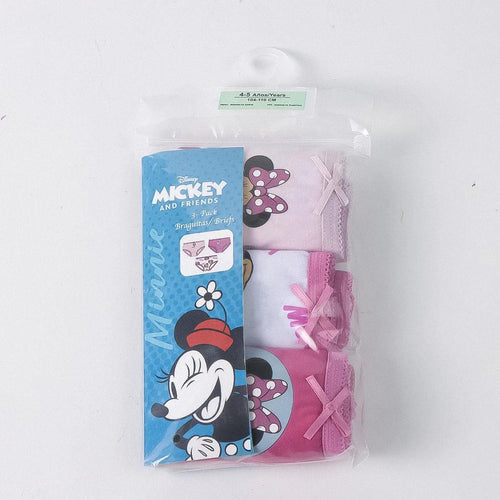 Pack 3 Culottes Minnie Mouse Coton Fille - Rose, Blanc et Médaillon