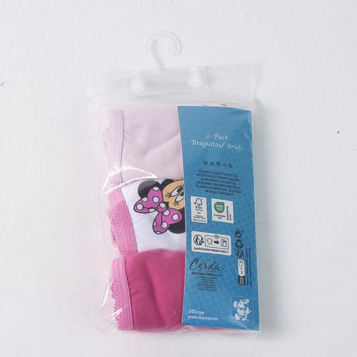 Pack 3 Culottes Minnie Mouse Coton Fille - Rose, Blanc et Médaillon