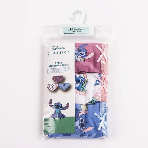 Pack 3 Culottes Stitch Fille en Coton, Motifs Stitch et Angel
