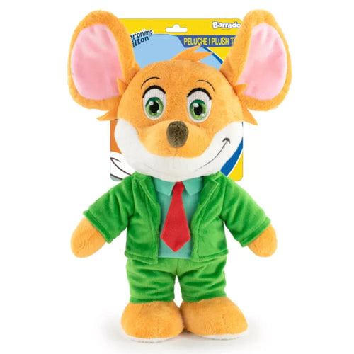 Peluche Geronimo Stilton debout avec veste verte et lunettes rondes