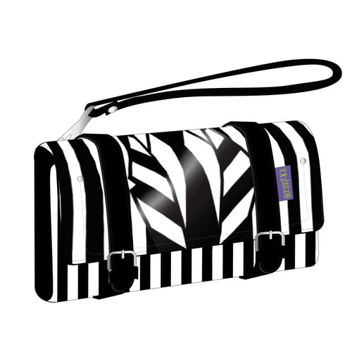 Portefeuille Beetlejuice rayures noires et blanches fermeture éclair