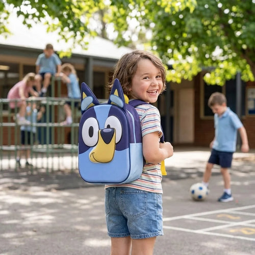 Sac à dos Bluey avec oreilles 3D - Polyester résistant pour école primaire