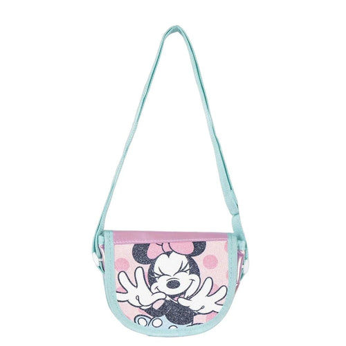 Sac à bandoulière rose Minnie Mouse posé sur fond blanc