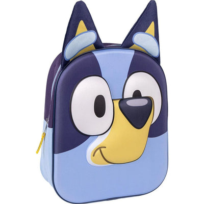 Sac à dos Bluey bleu avec oreilles 3D en relief et motifs du dessin animé