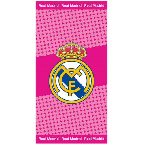 Serviette de bain Real Madrid blanche avec blason central rouge