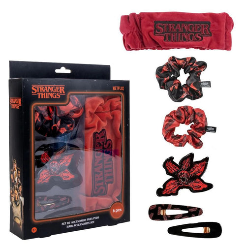 Bandeau rouge avec logo brodé Stranger Things posé à plat