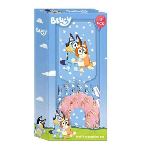 Set de beauté Bluey bleu avec illustrations du personnage sur fond blanc