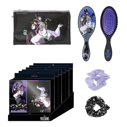 Trousse noire zippée avec silhouettes de méchantes Disney en caricature