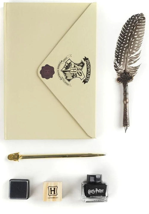 Set de calligraphie Harry Potter avec stylo plume et pochette beige