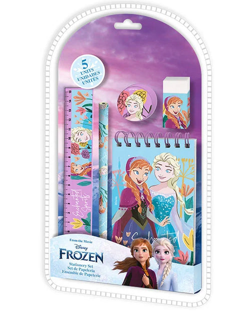 Set de papeterie lilas Reine des Neiges avec Elsa et Anna en blister