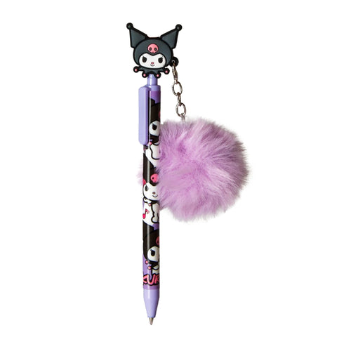 Stylo violet Kuromi avec figurine du personnage en haut du corps