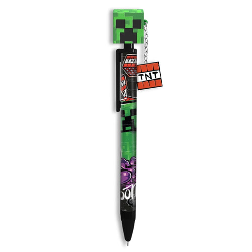 Stylo Minecraft à bille avec figurine 3D verte sur le capuchon