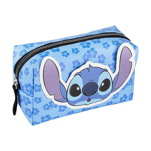 Trousse de toilette Stitch noire vue de face avec fermeture éclair