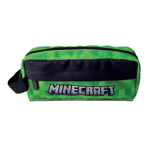 Trousse Minecraft multicolore avec fermoir bisou et deux poches