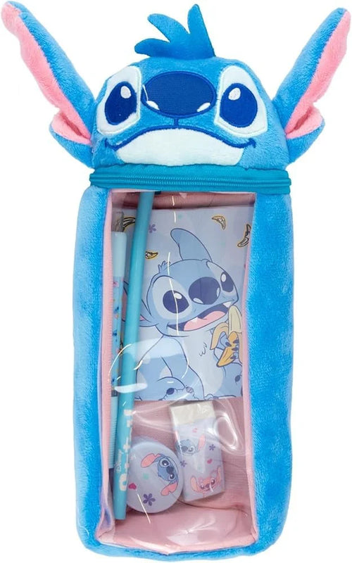 Trousse scolaire Stitch avec motif Point sur fond bleu turquoise