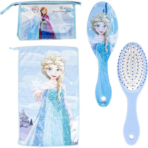 Trousse transparente Reine des Neiges avec imprimés Elsa et Anna en bleu